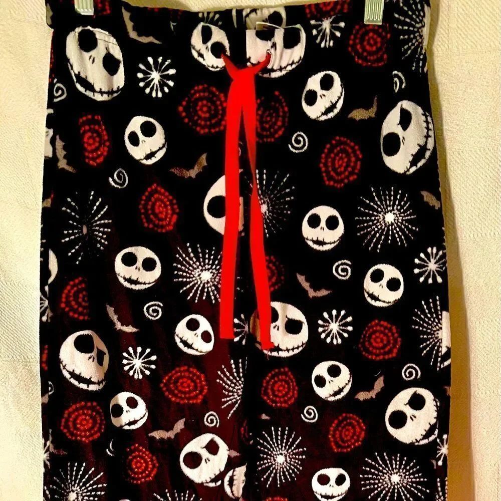 Disney Nightmare Before Christmas Sleep Pants W/ Red Jogger Hem Women Sz A 4/6